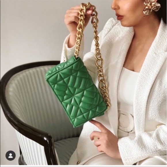 ZARA | NWT GREEN QUILTED SHOULDER BAG BLOGGERS Favorite - Picture 16 of 16